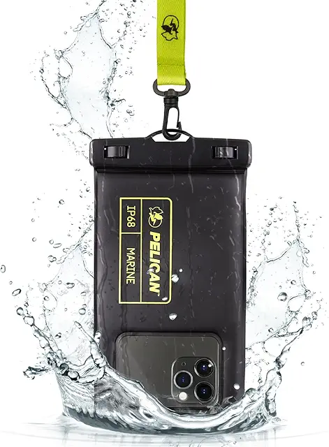 Pelican Marine - IP68 Waterproof Phone Pouch/Case (Regular Size) - Floating Waterproof Phone Case For iPhone 15 Pro Max/ 1...