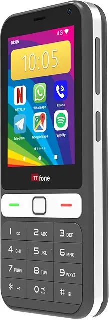 TTfone TT280 – Simple 4G Dual SIM bar phone with Android, 2.8" touch screen, keyboard, 2MP camera, USB-C – Easy to use pho...