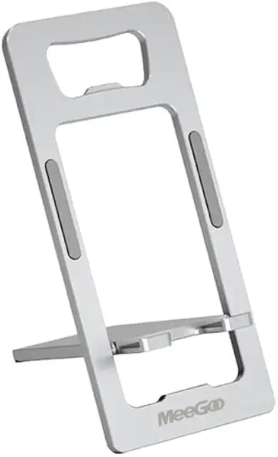 MeeGoo Aluminum Alloy Phone Stand, Card-Sized Foldable Desktop Holder with Silicone Anti-Slip, Universal Adjustable Bracke...